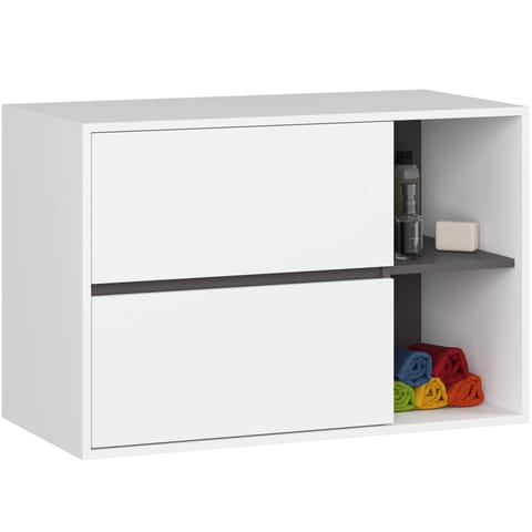⁨SZAFKA ŁAZIENKOWA POD UMYWALKĘ VAMI W90 2SZ 2P PK BIAŁA / GRAFIT SZARY⁩ w sklepie Wasserman.eu