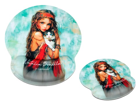 ⁨Podkładka pod mysz komputerową z poduszką na nadgarstek - N. Bonilla, Kocie opowieści Clary (CARMANI⁩ w sklepie Wasserman.eu