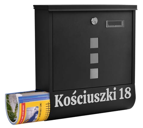 ⁨Skrzynka pocztowa na listy Hans czarny z napisami⁩ w sklepie Wasserman.eu