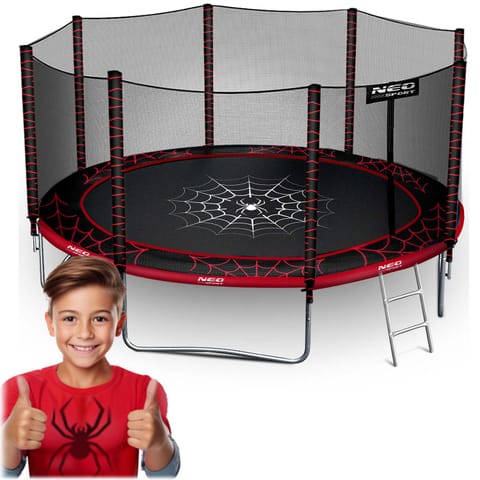 ⁨Trampolina ogrodowa 12ft/374cm z siatką zewnętrzną i drabinką Neo-Sport⁩ w sklepie Wasserman.eu