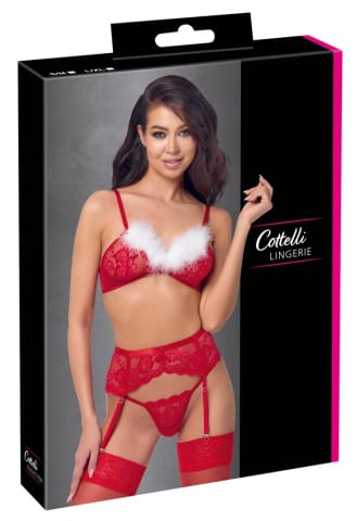 ⁨Cottelli Lingerie X-Mas komplet bielizny koronkowej S/M czerwień⁩ w sklepie Wasserman.eu