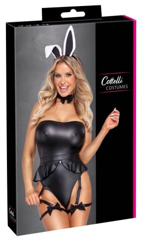 Cottelli Costumes Bunny Body S czarny kostium z uszami i chokerem w sklepie Wasserman.eu