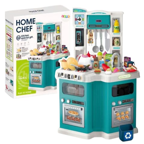 ⁨Duża Kuchnia Dla Dzieci Home Chef  Dźwięki Gotowania Akcesoria 109 el.⁩ w sklepie Wasserman.eu
