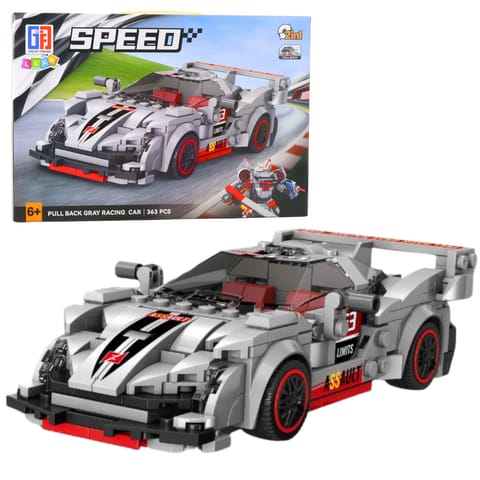 ⁨Klocki Konstrukcyjne Auto Sportowe Robot 2w1 Szary 363 el.⁩ w sklepie Wasserman.eu