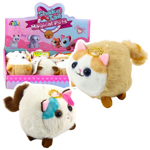 ⁨Pluszowy Kotek Maskotka Z Kręcącym Ogonkiem Brązowo-Biały⁩ w sklepie Wasserman.eu