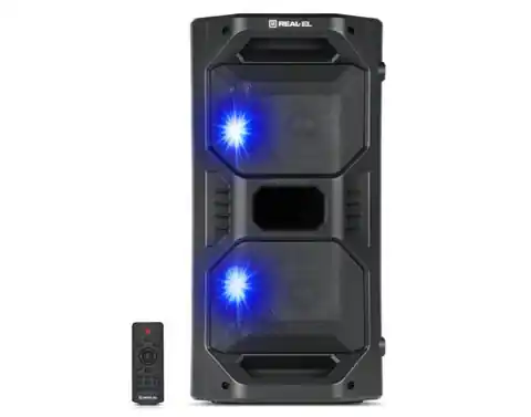 ⁨REAL-EL X-757 Bluetooth Portable Speaker with LED RGB Backlight, 50 W, Black⁩ at Wasserman.eu