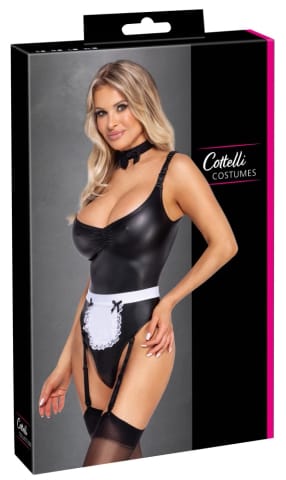 Cottelli COSTUMES Maid Body S czarny komplet z halką i chokerem w sklepie Wasserman.eu