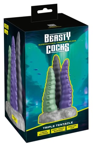 ⁨Beasty Cocks Triple Tentacle silikonowy model 3-w-1, elastyczny, 22 cm⁩ w sklepie Wasserman.eu