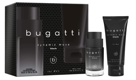 ⁨BUGATTI Zestaw prezentowy męski Dynamic Move Black (woda toaletowa 100ml + żel pod prysznic 200ml)⁩ w sklepie Wasserman.eu