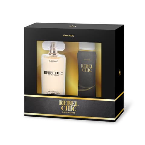 ⁨JEAN MARC Zestaw prezentowy damski Rebel Chic (Woda perfumowana 100ml + Dezodorant w sprayu 150ml)⁩ w sklepie Wasserman.eu