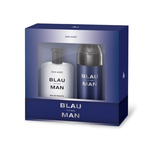 ⁨JEAN MARC Zestaw prezentowy męski Blau Man (woda toaletowa 100ml + dezodorant w sprayu 150ml)⁩ w sklepie Wasserman.eu