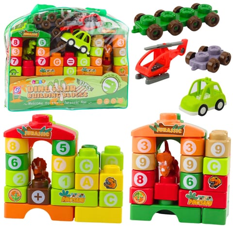 ⁨Klocki Konstrukcyjne Edukacyjne W Torbie Dinozaury Cyfry Litery 91 el.⁩ w sklepie Wasserman.eu