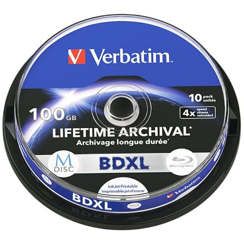 ⁨Płyta BD-XL Verbatim M-Disc 100GB 4X     Inkjet Printable 10szt 43850⁩ w sklepie Wasserman.eu
