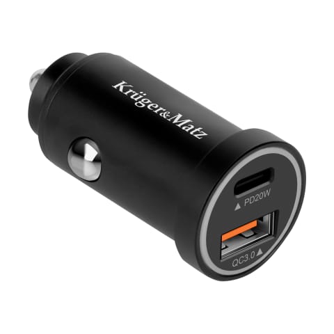 ⁨Ładowarka samochodowa 38W Kruger&Matz z funkcjami Power Dedlivery oraz Quick Charge⁩ w sklepie Wasserman.eu