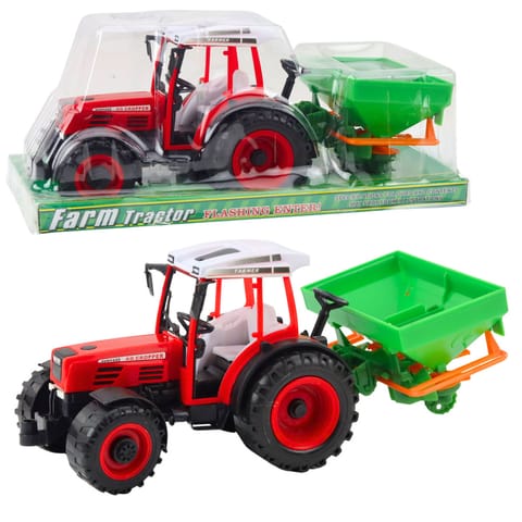 ⁨Traktor Pojazd Rolniczy Farmerski Z Siewnikiem Czerwony 34cm⁩ w sklepie Wasserman.eu