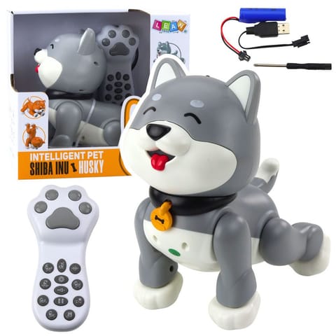 ⁨Interaktywny Robot Pies Husky Zdalnie Sterowany RC Głosem Sztuczki Szary⁩ w sklepie Wasserman.eu