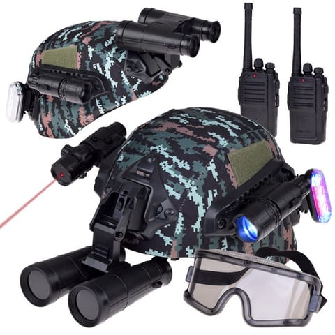 ⁨Zestaw dla żołnierza hełm lornetka laser lampka walkie talkie moro ZA5310⁩ w sklepie Wasserman.eu