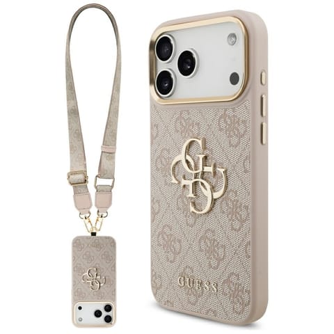 ⁨Etui Guess 4G Big 4G Classic Logo Big Strap Metal Buttons do iPhone 17 Pro Max różowy⁩ w sklepie Wasserman.eu