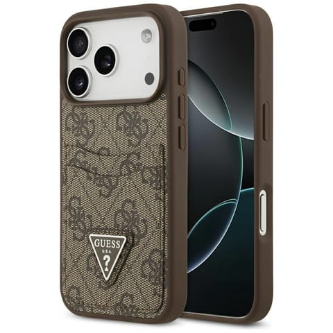 ⁨Etui Guess 4G Double Card Triangle do    iPhone 17 Pro brązowy⁩ w sklepie Wasserman.eu