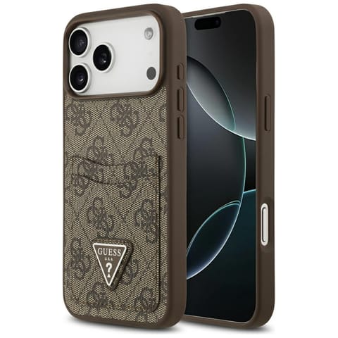 ⁨Etui Guess 4G Double Card Triangle do    iPhone 17 Pro Max brązowy⁩ w sklepie Wasserman.eu