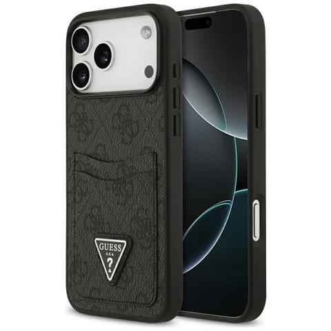 ⁨Etui Guess 4G Double Card Triangle do    iPhone 17 Pro Max czarny⁩ w sklepie Wasserman.eu