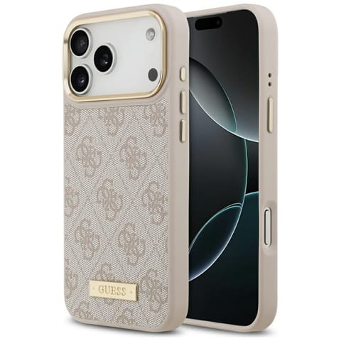 ⁨Etui Guess 4G Logo Plate MagSafe do iPhone 17 Pro Max różowy⁩ w sklepie Wasserman.eu