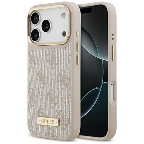 ⁨Etui Guess 4G Logo Plate MagSafe do iPhone 17 Pro różowy⁩ w sklepie Wasserman.eu