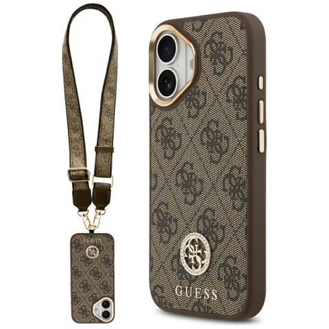 ⁨Etui Guess 4G Strass Logo & Big Strap    Metal Buttons MagSafe do iPhone 17 brązowy⁩ w sklepie Wasserman.eu