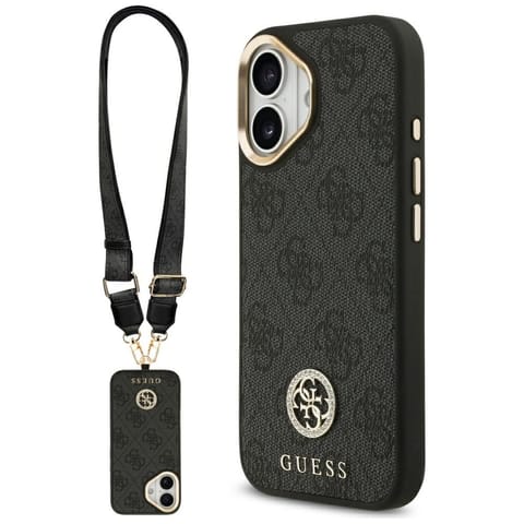 ⁨Etui Guess 4G Strass Logo & Big Strap    Metal Buttons MagSafe do iPhone 17 czarny⁩ w sklepie Wasserman.eu
