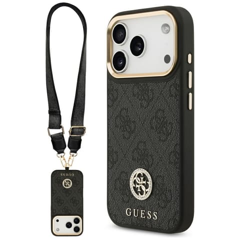 ⁨Etui Guess 4G Strass Logo & Big Strap    Metal Buttons MagSafe do iPhone 17 Pro czarny⁩ w sklepie Wasserman.eu