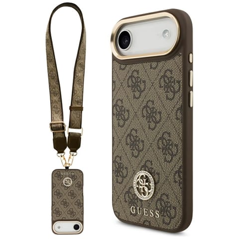 ⁨Etui Guess 4G Strass Logo & Big Strap    Metal Buttons MagSafe do iPhone Air brązowy⁩ w sklepie Wasserman.eu
