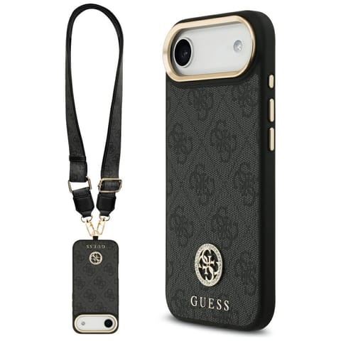 ⁨Etui Guess 4G Strass Logo & Big Strap    Metal Buttons MagSafe do iPhone Air czarny⁩ w sklepie Wasserman.eu