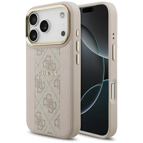 ⁨Etui Guess 4G Stripe MagSafe do iPhone   17 Pro różowy⁩ w sklepie Wasserman.eu