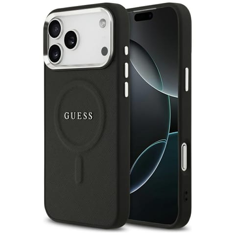 ⁨Etui Guess Classic Logo MagSafe do       iPhone 17 Pro Max czarny⁩ w sklepie Wasserman.eu