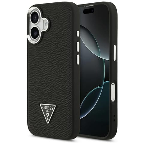 ⁨Etui Guess Grained Triangle Logo MagSafe do iPhone 17 czarny⁩ w sklepie Wasserman.eu