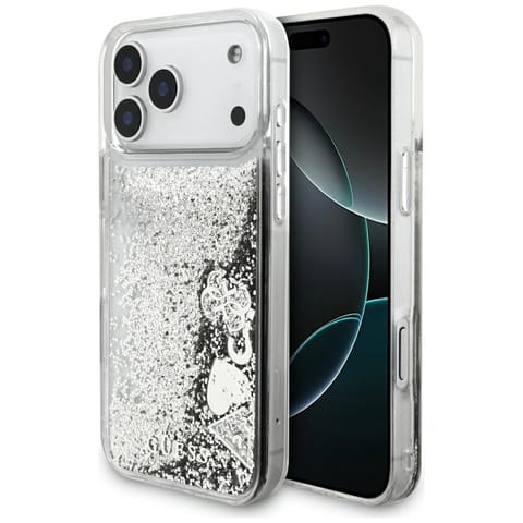 ⁨Etui Guess Liq. Glitter Charms do iPhone 17 Pro Max srebrny⁩ w sklepie Wasserman.eu