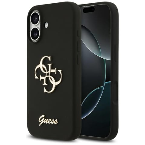 ⁨Etui Guess Silicone Big 4G Script do     iPhone 17 czarny⁩ w sklepie Wasserman.eu