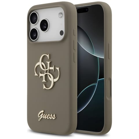 ⁨Etui Guess Silicone Big 4G Script do     iPhone 17 Pro brązowy⁩ w sklepie Wasserman.eu