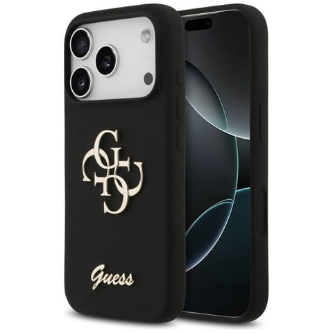 ⁨Etui Guess Silicone Big 4G Script do     iPhone 17 Pro czarny⁩ w sklepie Wasserman.eu