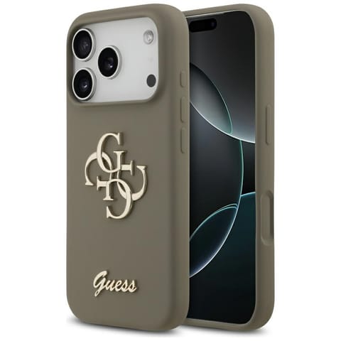 ⁨Etui Guess Silicone Big 4G Script do     iPhone 17 Pro Max brązowy⁩ w sklepie Wasserman.eu