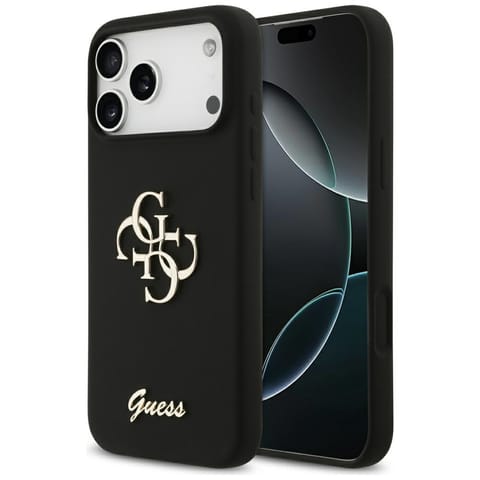 ⁨Etui Guess Silicone Big 4G Script do     iPhone 17 Pro Max czarny⁩ w sklepie Wasserman.eu