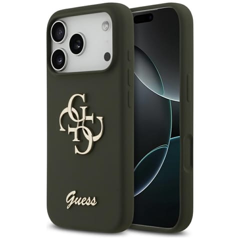 ⁨Etui Guess Silicone Big 4G Script do     iPhone 17 Pro Max khaki⁩ w sklepie Wasserman.eu