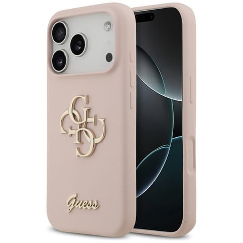 ⁨Etui Guess Silicone Big 4G Script do     iPhone 17 Pro różowy⁩ w sklepie Wasserman.eu