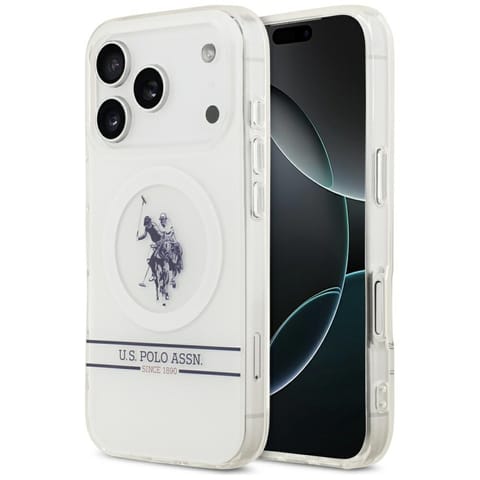 ⁨Etui US Polo DH and Bottom Stripe Logo   MagSafe do iPhone 17 Pro biały⁩ w sklepie Wasserman.eu