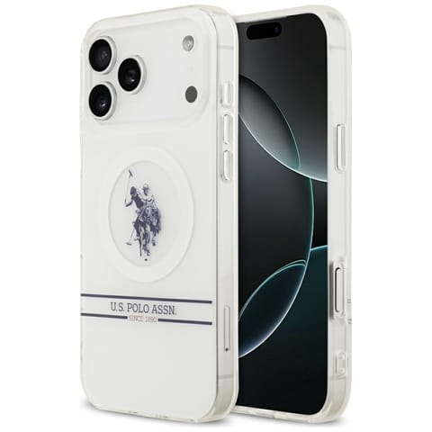 ⁨Etui US Polo DH and Bottom Stripe Logo   MagSafe do iPhone 17 Pro Max biały⁩ w sklepie Wasserman.eu