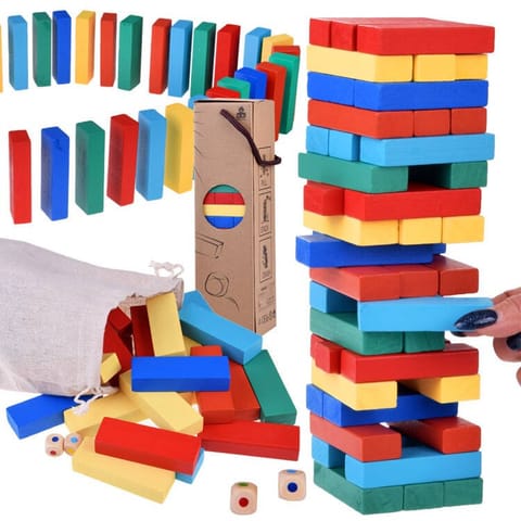 ⁨Gra JENGA - chwiejąca się wieża Kolorowe klocki z drewna GR0627⁩ w sklepie Wasserman.eu