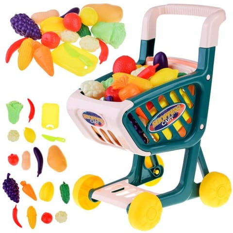 ⁨Wózek na zakupy + warzywa owoce 32 ele zabawa w sklep ZA4790⁩ w sklepie Wasserman.eu