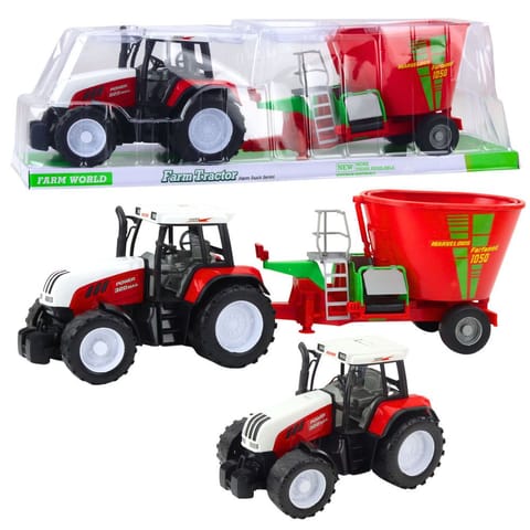 ⁨Traktor Rolniczy Farmerski Z Przyczepą Mieszalnik Paszy Czerwony 60cm⁩ w sklepie Wasserman.eu