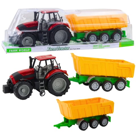 ⁨Traktor Rolniczy Farmerski Z Żółtą Przyczepą Czerwony 46cm⁩ w sklepie Wasserman.eu