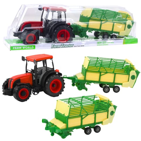 ⁨Traktor Rolniczy Farmerski Z Zielono-Żółtą Przyczepą Czerwony 50cm⁩ w sklepie Wasserman.eu